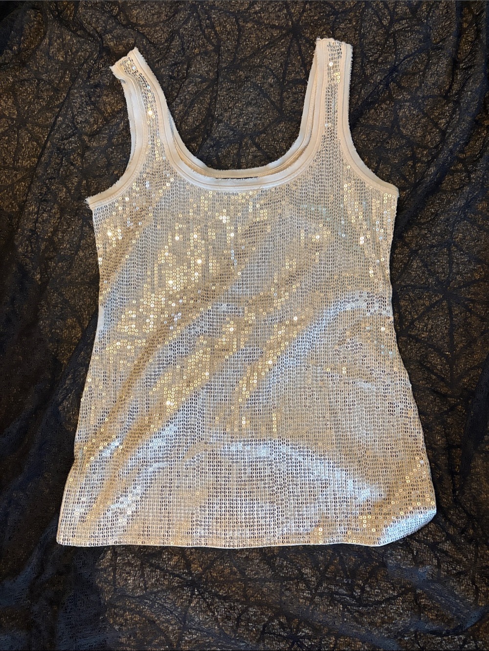 White House Black Market Silver Sequin Tank